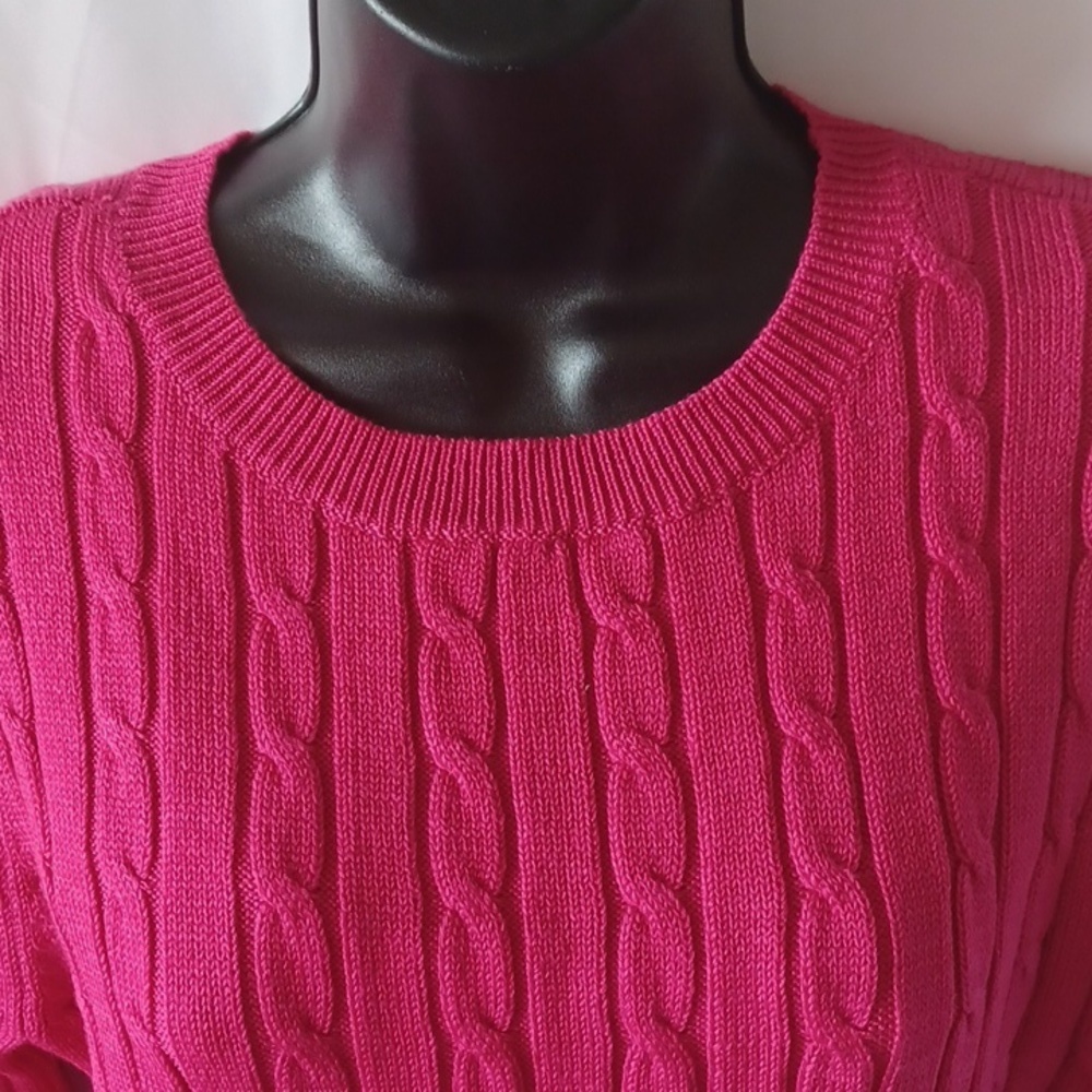 White Stag Cable Knit Sweater Women's M (8-10) Long Sleeve Acrylic Blend — image 2 of 6